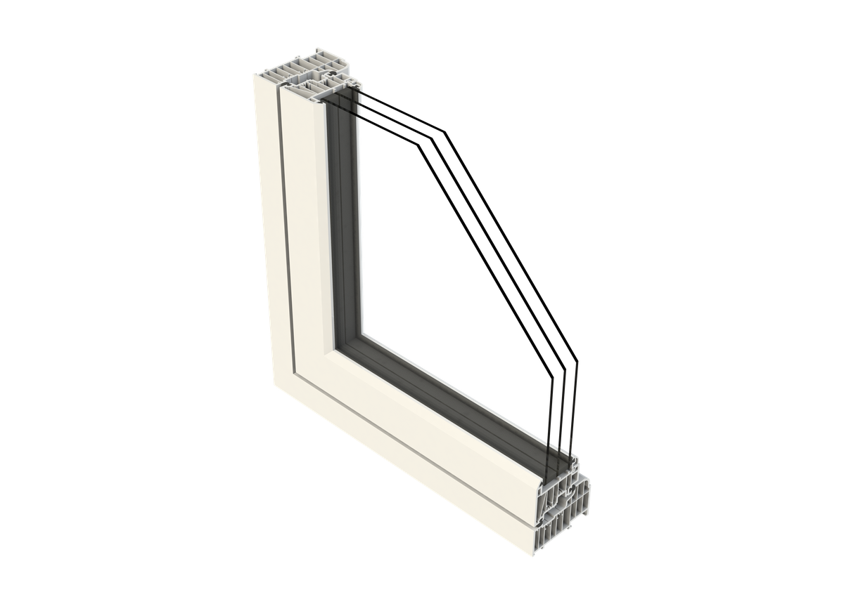 Residence 9 exterior manufacturer profile section showing the flush window construction