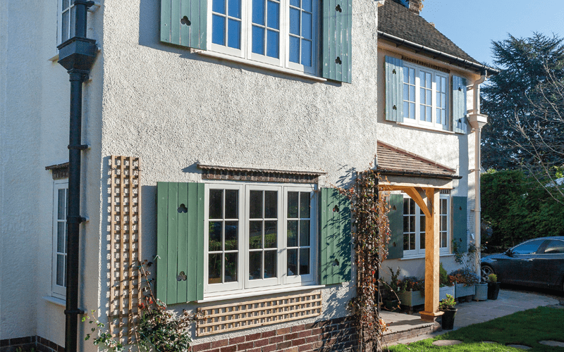 Profile 22 Flush Casement window shown on a cottage style home
