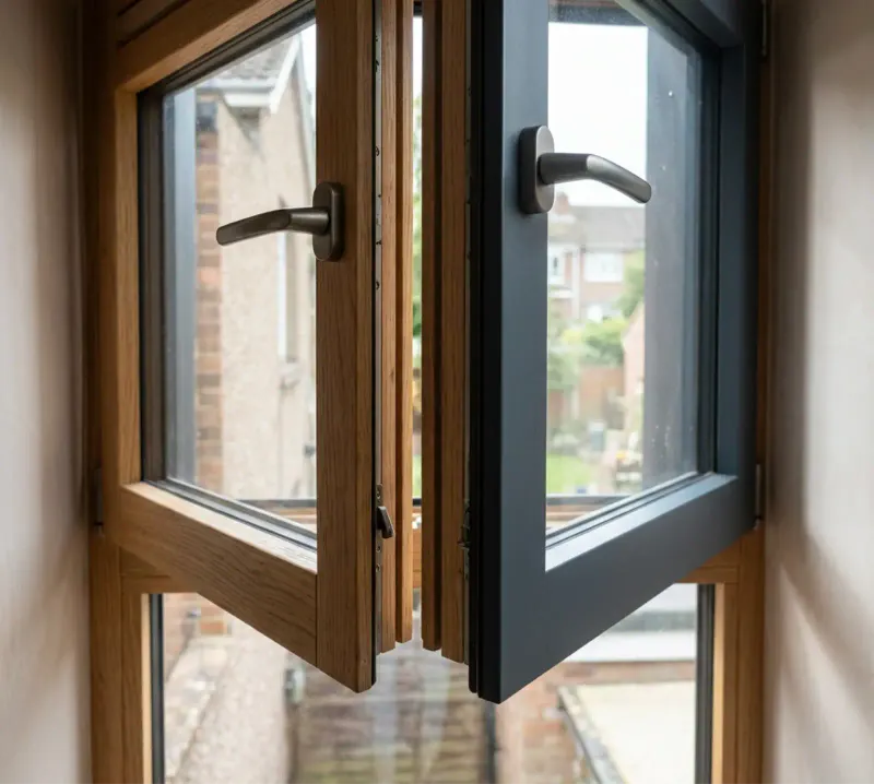 Alu-clad timber window cross-section sample