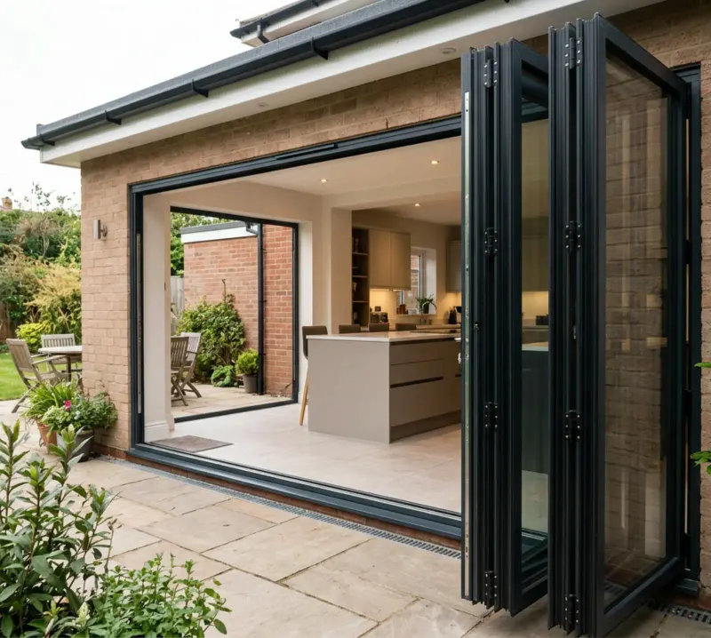 Aluminium bifold doors to a garden