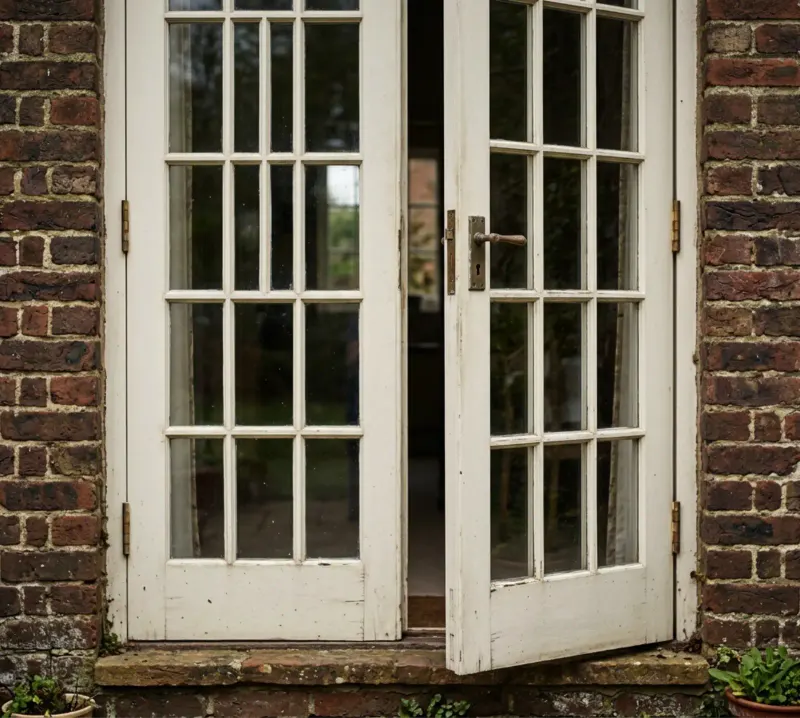 Heritage French doors on a period brick home