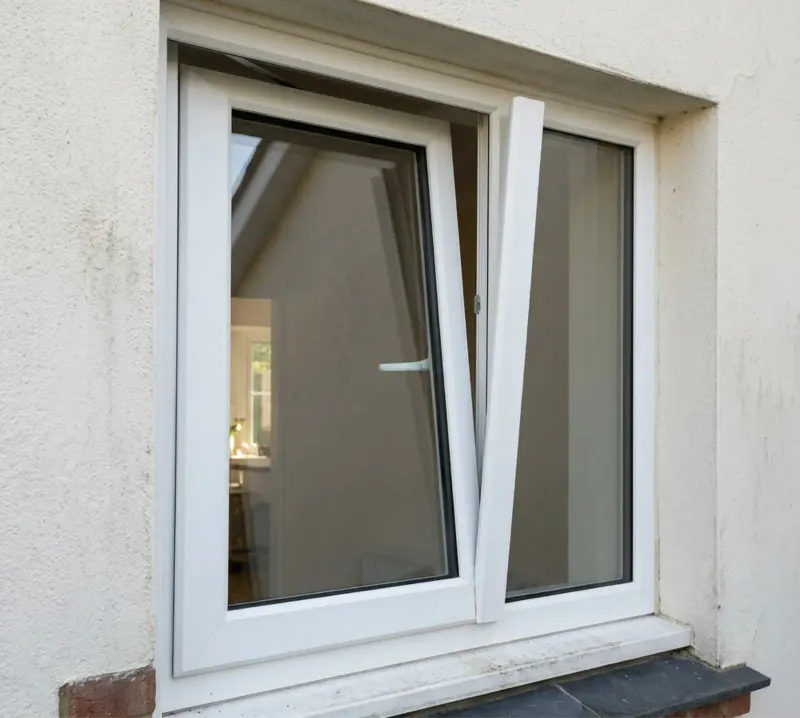 White uPVC tilt-and-turn window with concealed hinges