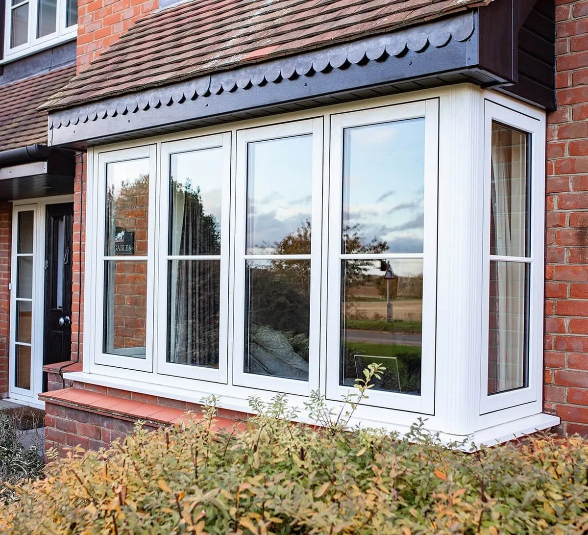 White flush bay windows
