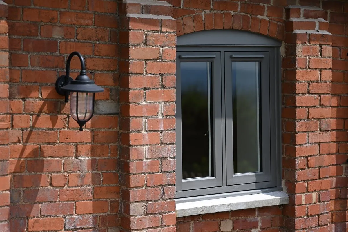 Flush windows on red brick