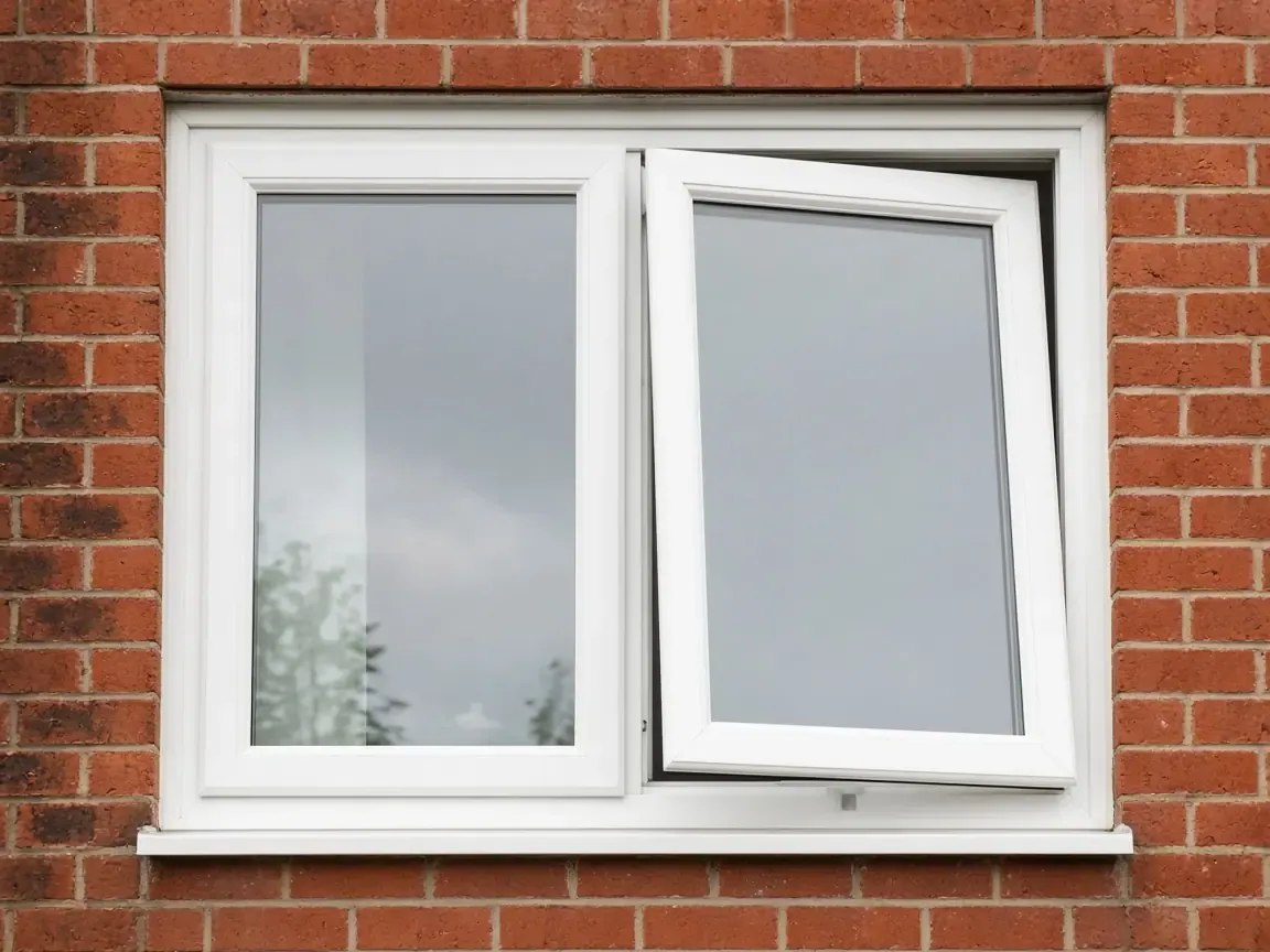 White tilt and turn window with the sash tilted in