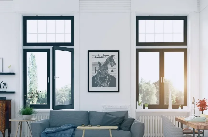 White uPVC windows on brick