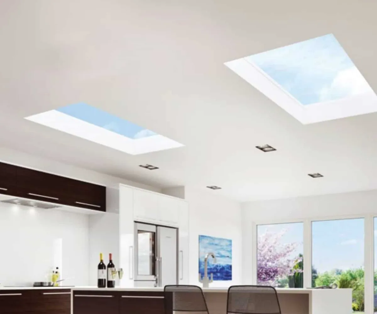 Interior view of flat rooflight daylight