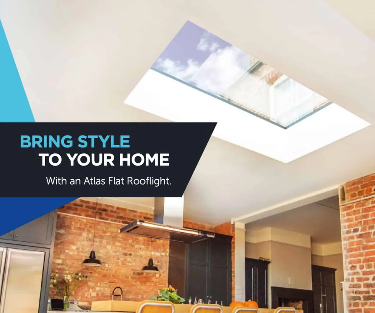 Flat rooflight on a flat roof